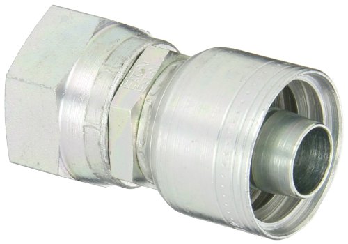 Image of Aeroquip 1AA16FJ12 Carbon Steel Global TTC (Thru the Cover) Crimp Hose Fitting Female JIC Swivel, Straight, 3 /4 inch Hose ID, 1-5 /16 inch - 12 Thread