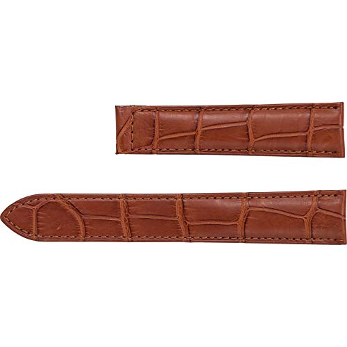 Bonyak Jewelry 15 mm Honey Alligator Watchband for Use with Cartier Tank Francaise Watches in 24k Yellow Gold Plated Stainless Steel