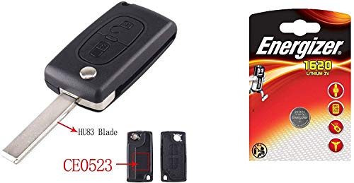 Sleutelbehuizing met 2 toetsen voor Peugeot - Groeven lemmet en batterijvak - Afbeelding 6