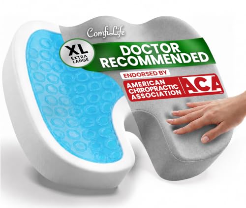 Image of ComfiLife Extra Large Gel & Memory Foam Seat Cushion - Doctor Recommended Office Chair Cushion, Car Seat Cushion - Back & Sciatica Pain Relief - Wide Seat Cushion for Big & Tall (Gray)