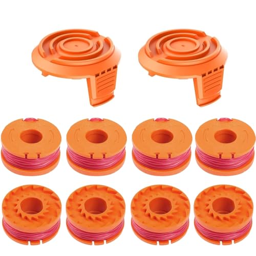 MUFUSHAN 8pcs Strimmer Spool and Line WA0004 Grass Strimmer Spool Compatible with Worx Grass Trimmers Replace WG150 WG151 WG151.5 WG152 WG153 WG163E
