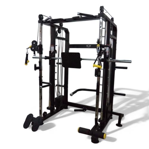 Image of GYM24 EQUIPMENTS Sonata Functional Trainer with Smith Machine & Power Cage | 160 Kg PVC Weight Stack (80 Kg Each Side) | Commercial 12 Gauge Steel Multi Gym Equipment for Home & Gym | Whole Black
