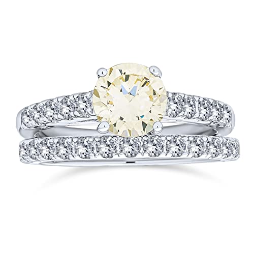 Ensemble bague de mariage zircon canari pour illuminer vos grandes occasions