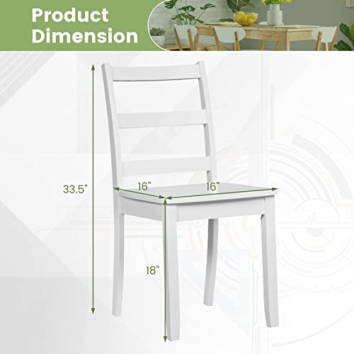 Image of COSTWAY Dining Chairs Set of 4, Mid-Century Modern Wooden Chairs, White | Farmhouse Armless Kitchen Side Chairs with Curved Backrest and Rubber Wood Legs, for Home Dining Room, Kitchen, Restaurant