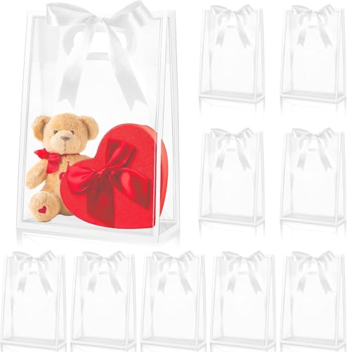 Sacs fourre-tout réutilisables en PVC transparent : lot de 24 sacs de 26x18x8 cm pour friandises