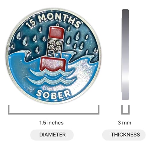 Image of The Achieve Mint 15 Months Sober Token | Fifteen Month Sober Chip | Non-AA Gift, Non-Religious Medallions for Men and Women Celebrating Sobriety