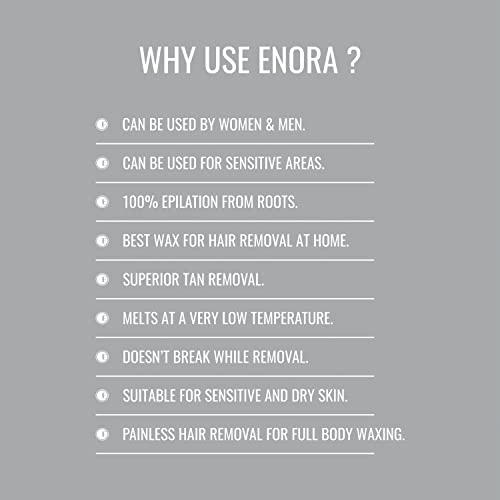 Image of ENORA Brazilian Stripless Wax Beans for Women (250g) | With Wooden Spatula | Natural | For Face, Chin, Hairline, Bikini Area & Full Body Hair Removal (250 Gram, Activated Charcoal)