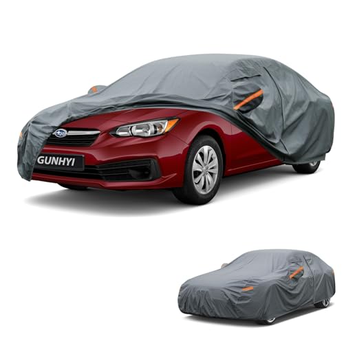 Image of GUNHYI Premium Car Cover Custom Fit Subaru Impreza Sedan, 16 Layers Heavy Duty Car Cover Waterproof All Weather with Zipper Door for Sun Rain Snow Dust Uv Protection
