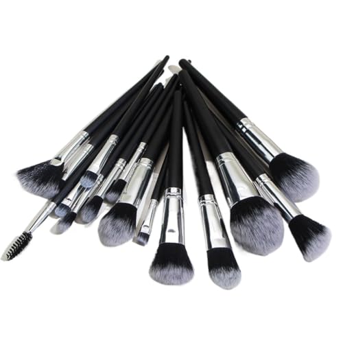 15 black makeup brush sets, complete set of conical tail brushes, beauty tools image 4