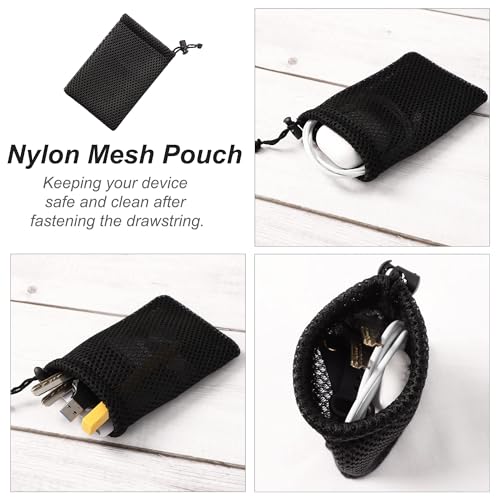 10Pcs Nylon Mesh Drawstring Bag, 5 x 3.5 Inch Small Storage Pouch String Bags for Mini Stuff MP3 Charger Earphone Key, Travel Kit Organizer for Lipstick Cosmetic Jewelry, Black4