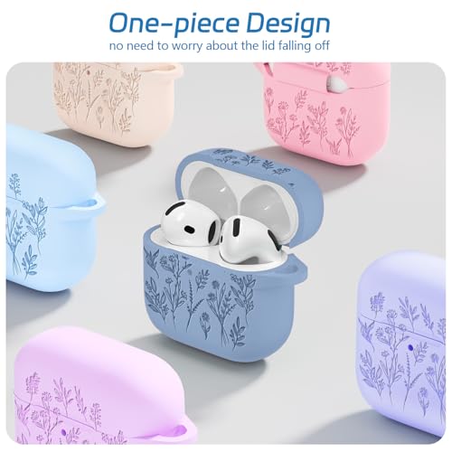 Image of for Airpods 4 Case, Ekoonpft Flower Engraved Cases for Apple AirPods 4th Generation 2024, Soft Silicone Cover for Women Girly with 3-in-1 Cleaning Kit & Keychain, Anti-Scratch, Shockproof