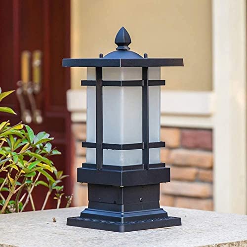 Poteaux lampes de jardin et phares de clôture étanches en aluminium pour extérieur 38CM E27