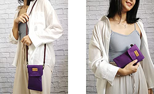 Image of Tainada Small Crossbody Phone Pouch Bag with Touchscreen Window (Purple)