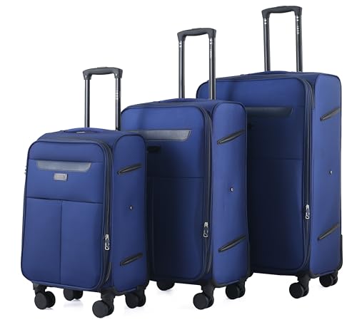 IZOD Liam Soft Shell Lightweight Expandable 360 Dual Spinning Wheels Combo Lock 28", 24", 20" 3 Piece Luggage Set (Navy)3