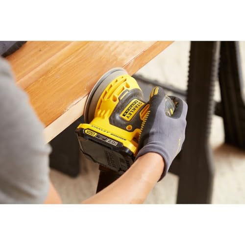 STANLEY FATMAX SFMCW220D1S-QW - Lijadora rotorbital 18V, 12.000 rpm, Incluye bolsa de transporte, 1 batería 2Ah, 1 cargador 2Ah Gama FATMAX V20