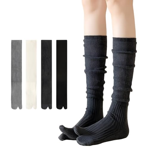 Image of 4 Pairs Women's Slouch Socks, Cotton Knee High Split Toe Tabi Socks