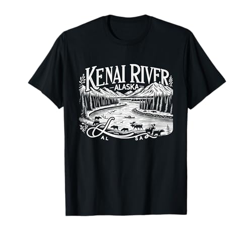 Kenai River Alaska AK Salmon Fishing Camping Hiking Retro T-Shirt
