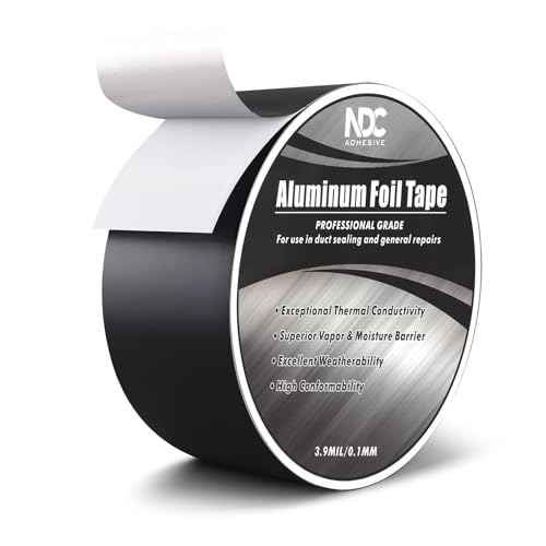 Image of Aluminum Foil Tape, 2.2 inch x 164Ft, Black | 3.94mil, Heat & UV Resistant, Waterproof for Ductwork Sealing, Dryer Vent, HVAC Air Insulation, Metal Repairs Patching