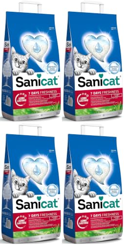 Sanicat - Arena para Gatos Classic con Aloe Vera | Controla el Olor Durante 7 días | Absorción rápida | Producto higiene de tu Mascota | 4L de Capacidad (Paquete de 4)