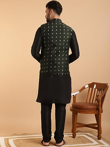 Image of SOJANYA (Since 1958 Men's Silk Blend Kurta Pyjama & Nehru Jacket Combo
