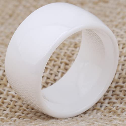 12mm High Polished Classic Simple Plain White Ceramic Wedding Band Ring4