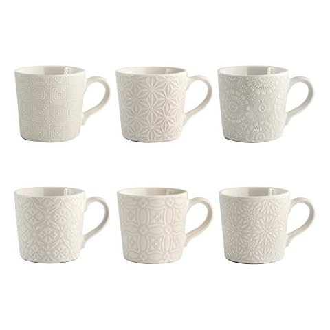 Juego de 6 tazas de café de cerámica H&H, decoración variada, 80 cm³ Cover