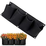 Pflanzsäcke Horizontale, XiXiRan Pflanztasche Hängend, Pflanzentaschen Balkon, Pflanztaschen Hängend Draußen Wand, für Blumen Kartoffeln Tomaten und Erdbeeren, 4 Taschen, 100cm X 30cm
