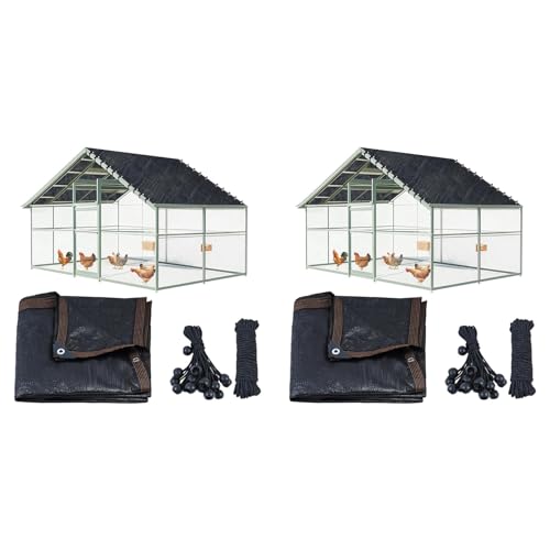 Generchin 2X Cubierta para Gallinero, Tela de Sombra UV 90% para Verano, 3,5 X 2 M, con 40 Cuerdas Elásticas.
