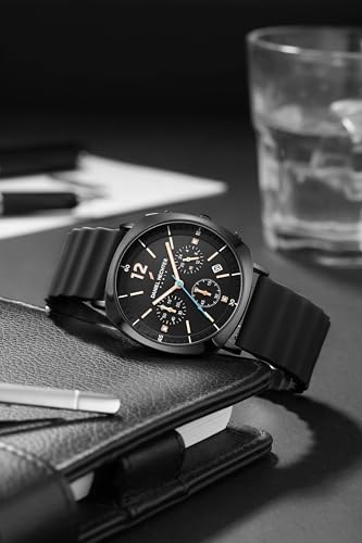 Image of Daniel Hechter Paris Cluny Collection Multifunction Watch for Men with Round Dial, Date Display Function, Quartz Movement and Wavy Pattern Silicon Strap - DHM1019