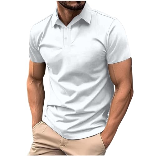 Casual Shirts for Men Classic Button Short Sleeve Shirt Henley Summer Casual Business Collared Work Tops Tees