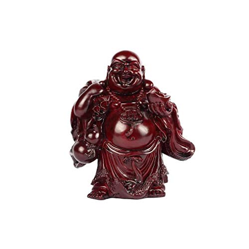 lachineuse - Statuette Bouddha Rieur Traditionnel - Statue Bouddha 18 cm Coloris Rouge -...