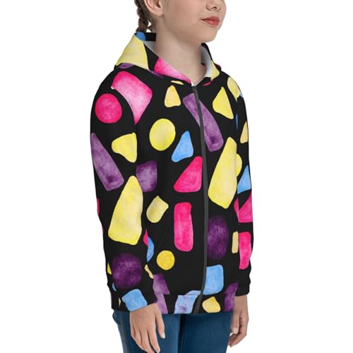 Watercolor Kids Pullover Hoodies Boys Zip Up Sweatshirts Girls Athletic Clothes with Pocket4