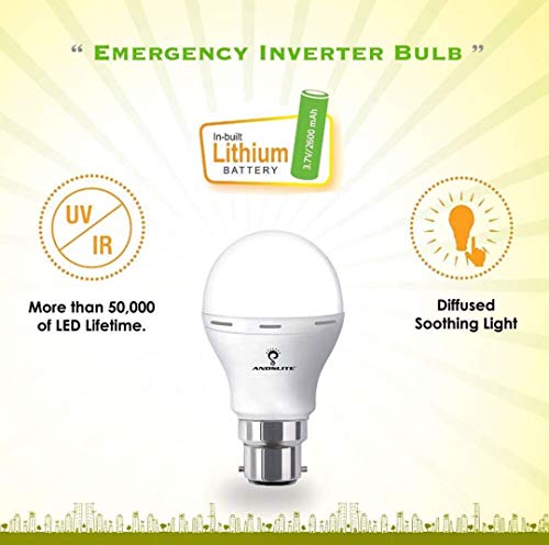 Image of Andslite Rechargeable Emergency LED Bulb 7 Watts Base B22 - in-Built Lithium-Ion Battery (White)