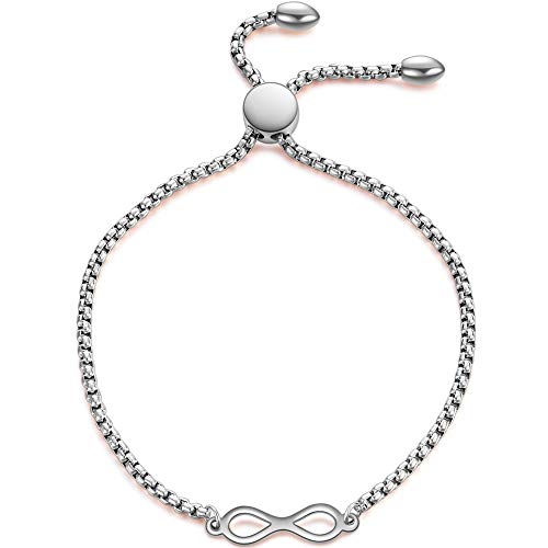 Jude Jewelers Stainless Steel Infinity Charm Round Circle Button Adjustable Chain Strand Bracelet (Silver) Jude Jewelers Stainless Steel Infinity Charm Round Circle Button Adjustable Chain Strand Bracelet (Silver)