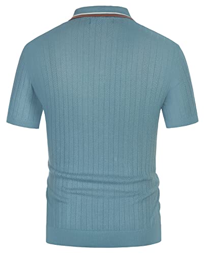 PJ PAUL JONES Mens Knitted Polo Shirts Short Sleeve Textured Pullover Golf Polo T Shirts4