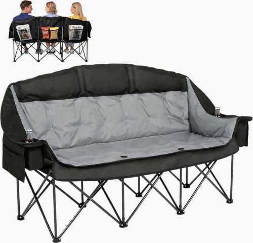 Image of Oversized 3 Person Camping Chair Double Camp Loveseat Lawn Chair