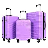 STRAVIA Del – Set mit 3 Koffern (55/65/75 cm) – ABS leicht und robust – Schloss mit sicherem Code – 4 ultra-flüssige Doppelrollen – Schwarz, violett, Set de 3 - 75 / 65 / 55 cm, Starres Gepäck mit 4
