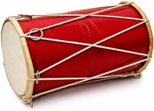 Small 10 x 6 Inch Compact Dholak Drum Set Handmade Wood & Leather Classical Indian Hand Percussion Drums World Musical Instruments Punjabi Tabla Dhol Dholki For Decor & Travel Gift For Music Lovers