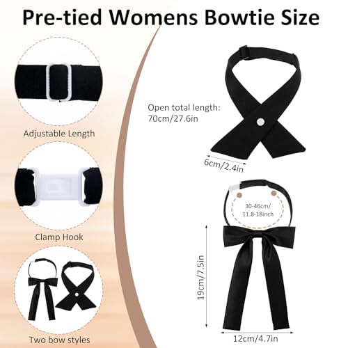 Image of Tucnoeu Bow Tie for Women - 2Pcs Women's Bow Ties,Pre-tied Adjustable Bowties