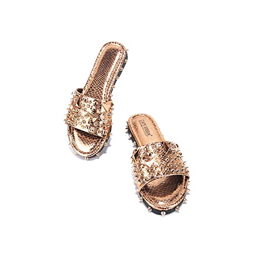 Cape Robbin Tonie Sandals Slides For Women, Studded Womens Mules Slip On Shoes - Rose Gold Size 7 #TOP2