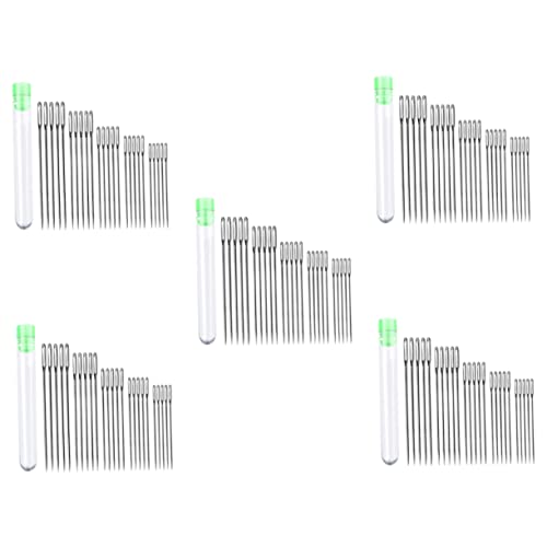 Veemoon Stainless Steel Embroidery Needles 5 Sets Large Eye Hand Sewing Needles for Beginners Professionals