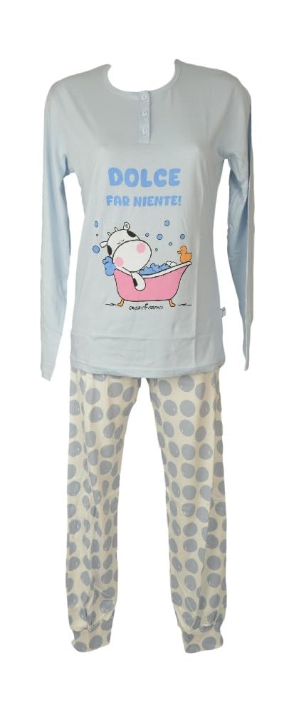 Pyjama femme coton léger manches longues ensemble nuit col Serafino