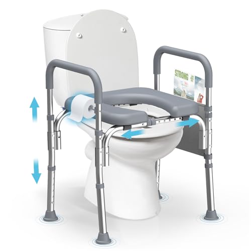 Raised Toilet Seat with Handles,Toilet Seat Riser for Seniors,Adjustable Height&Width-400