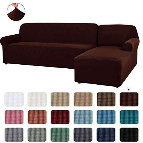 CHUN YI 2 Pieces L-Shaped Right Chaise Jacquard Polyester Stretch Fabric Sectional Sofa