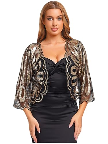 Womens Sequins Shawls Wraps 1920s Evening Cape Shawl for Evening Dresses Wedding Party