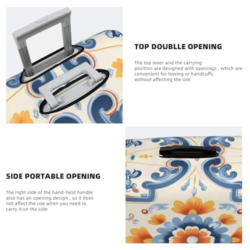 Orange Blue Paisley Flower Travel Luggage Cover Elastic Suitcase Covers Washable Anti Scratch Luggage Dust Covers Protector, Fits 25-28 inch Luggage, L4