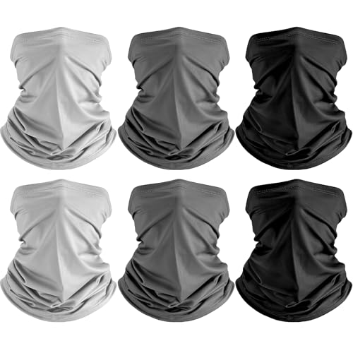 HONGTEYA 6 Pack Neck Gaiter Face Mask: Breathable Windproof Face Cover Balaclava High Elastic Earloop Bandana for Men Women