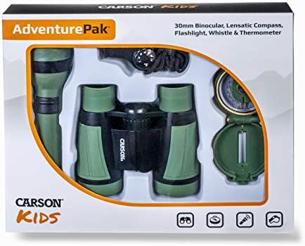 Carson AdventurePak Containing 30mm Kids Field Binoculars, Lensatic Compass, Flashlight and Signal Whistle with a Buit-in Thermometer (HU-401) 10 41u6luPuFkL. AC