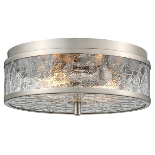 LamQee 12 Inch Flush Mount Ceiling Light with Crackled Glass