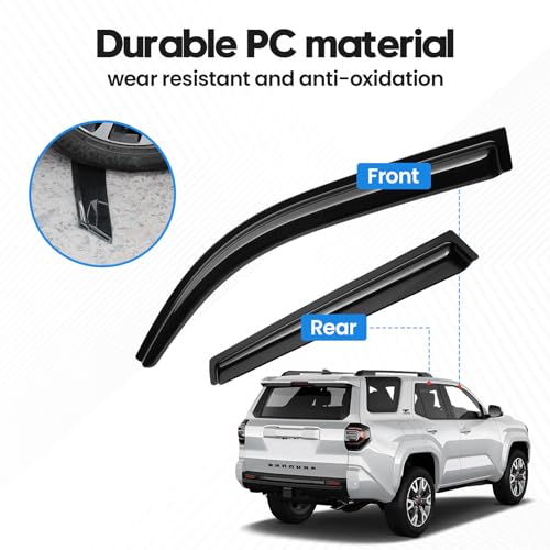 Image of 4Runner Rain Guard - Window Visors for Toyota 4Runner 2025-2026, Out-Channel Side Window Rain Guards for 4Runner Accessories, 4PCS, Black, Car Accessories
